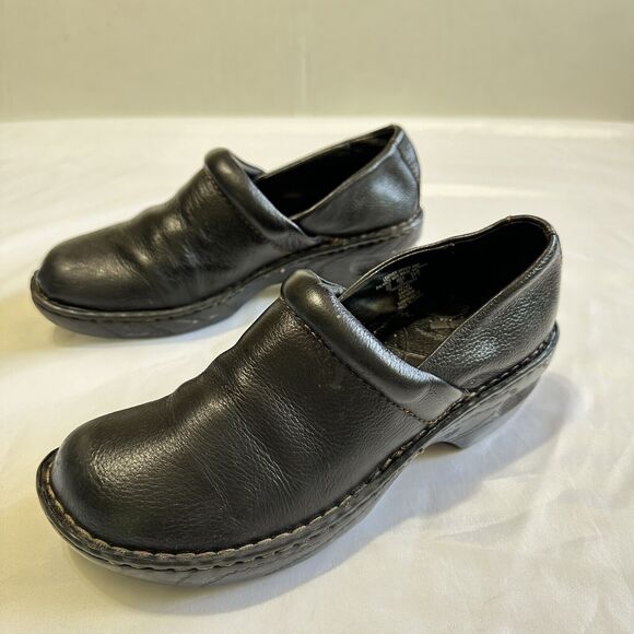 Thom Mc An Clogs Womens 9 M US Black Leather Slip On Shoes Walking Work - Picture 5 of 10